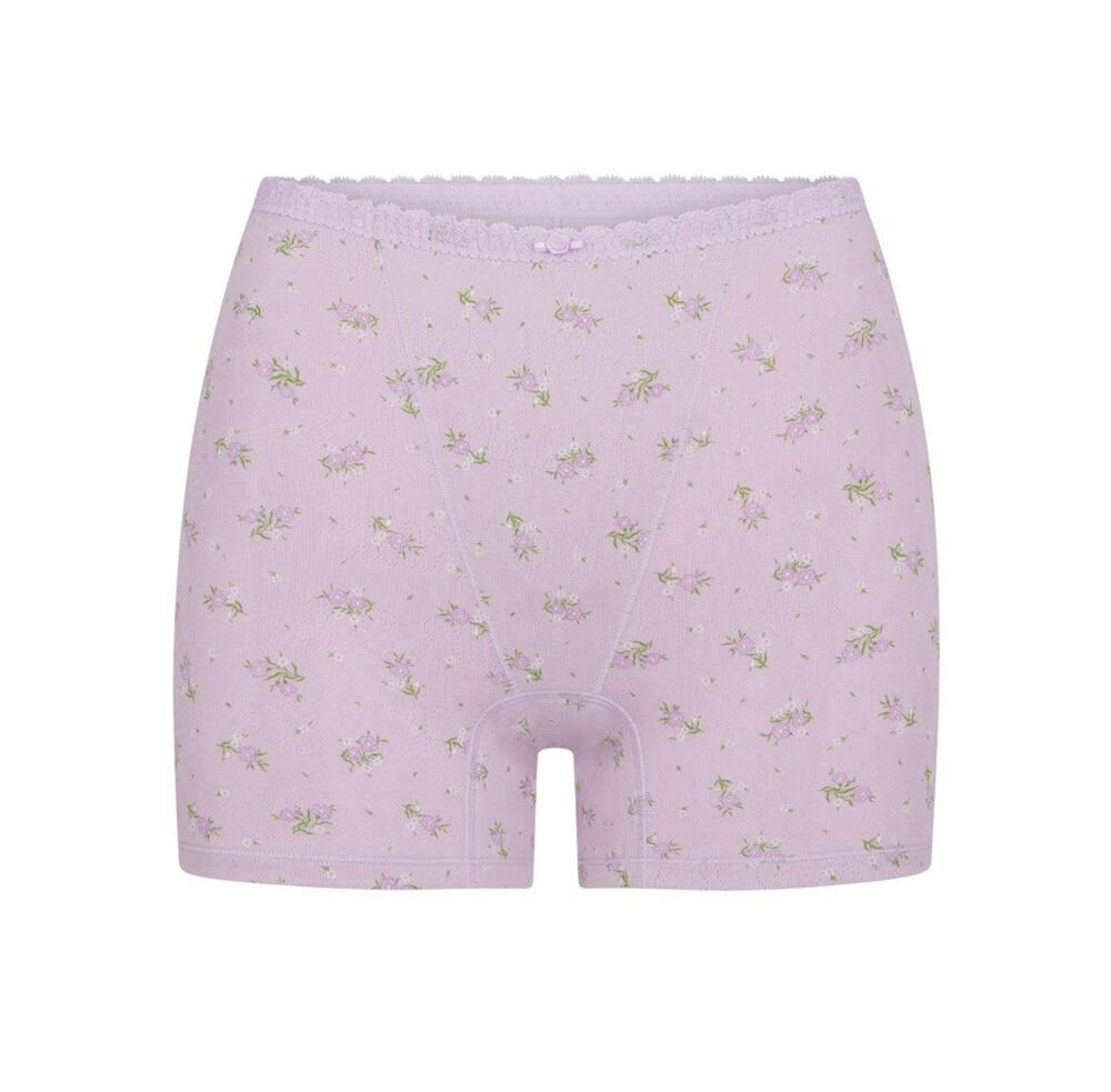 SKIMS Purple Floral Boxer Brief Size Large